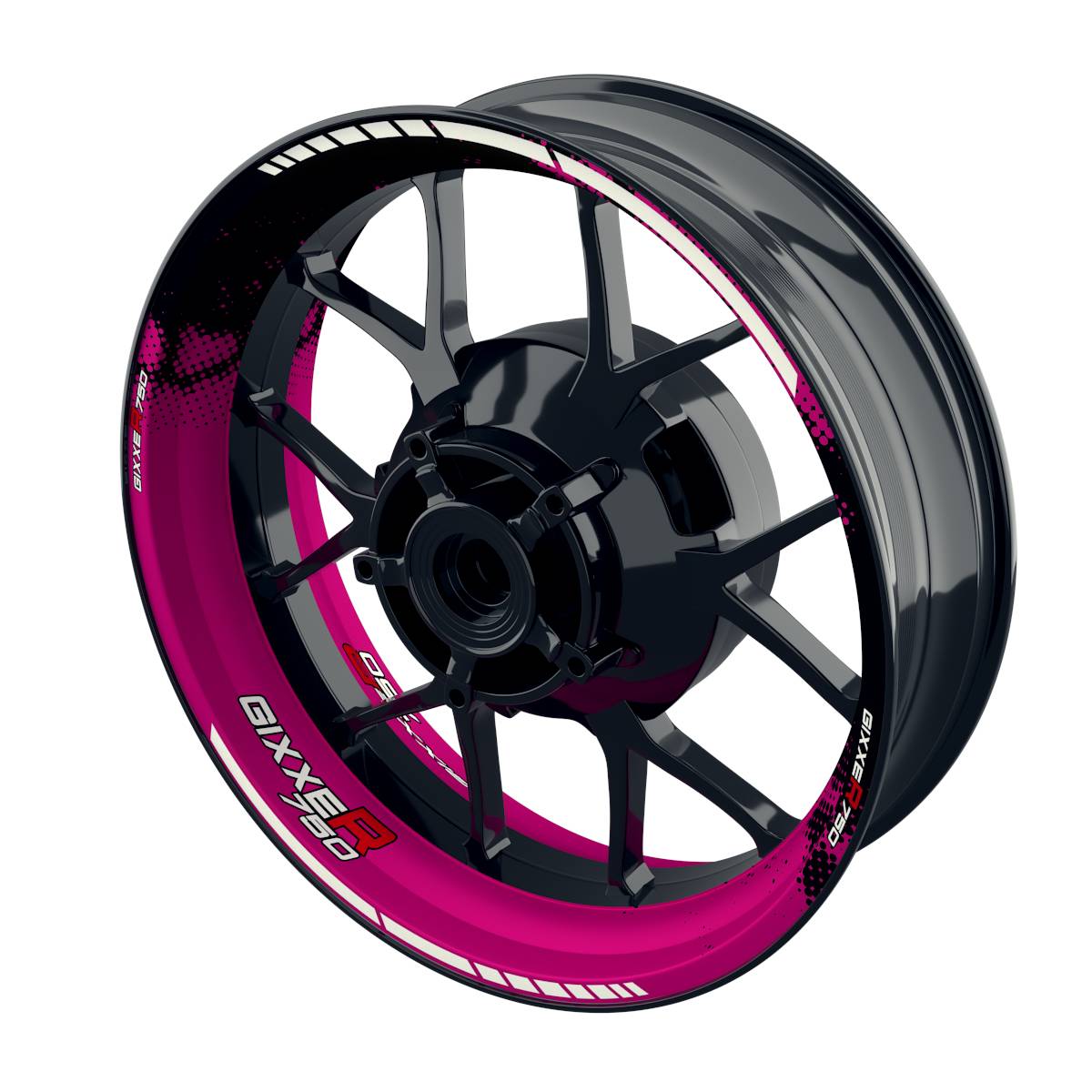 Suzuki GSXR 750 Felgenaufkleber GIXXER 750 DOTS Wheelsticker Premium pink