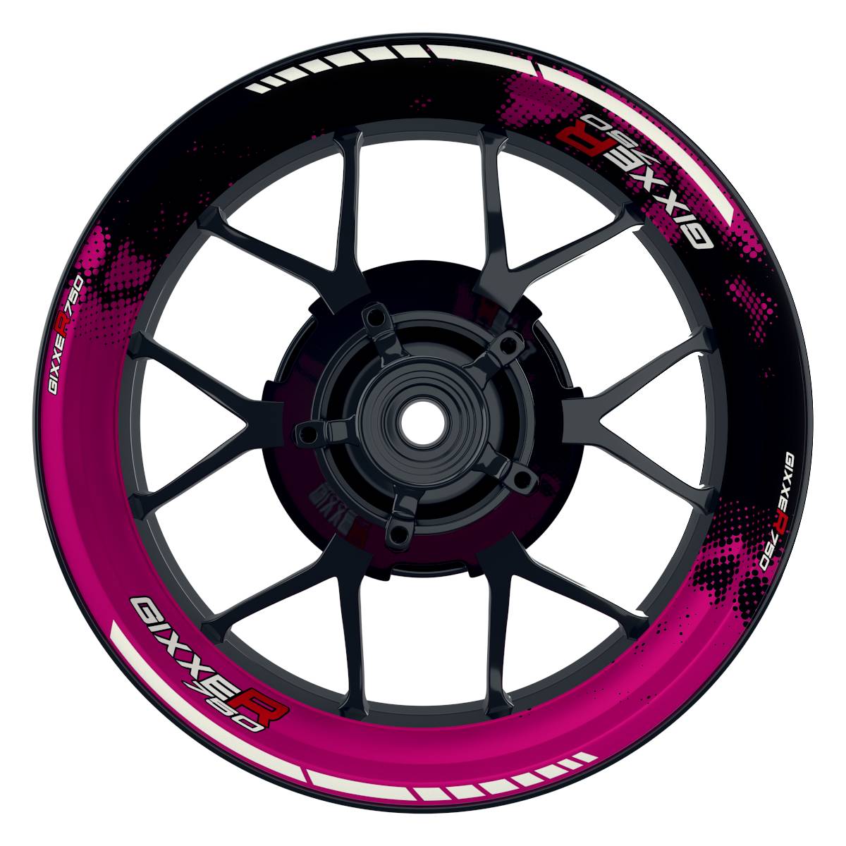 Suzuki GSXR 750 Felgenaufkleber GIXXER 750 DOTS Wheelsticker Premium pink
