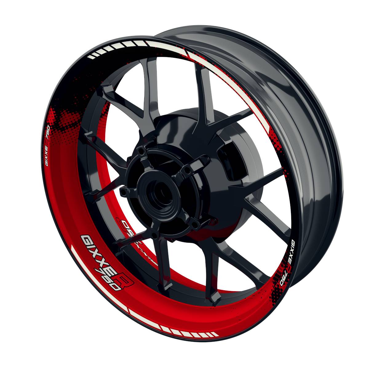 Suzuki GSXR 750 Felgenaufkleber GIXXER 750 DOTS Wheelsticker Premium rot