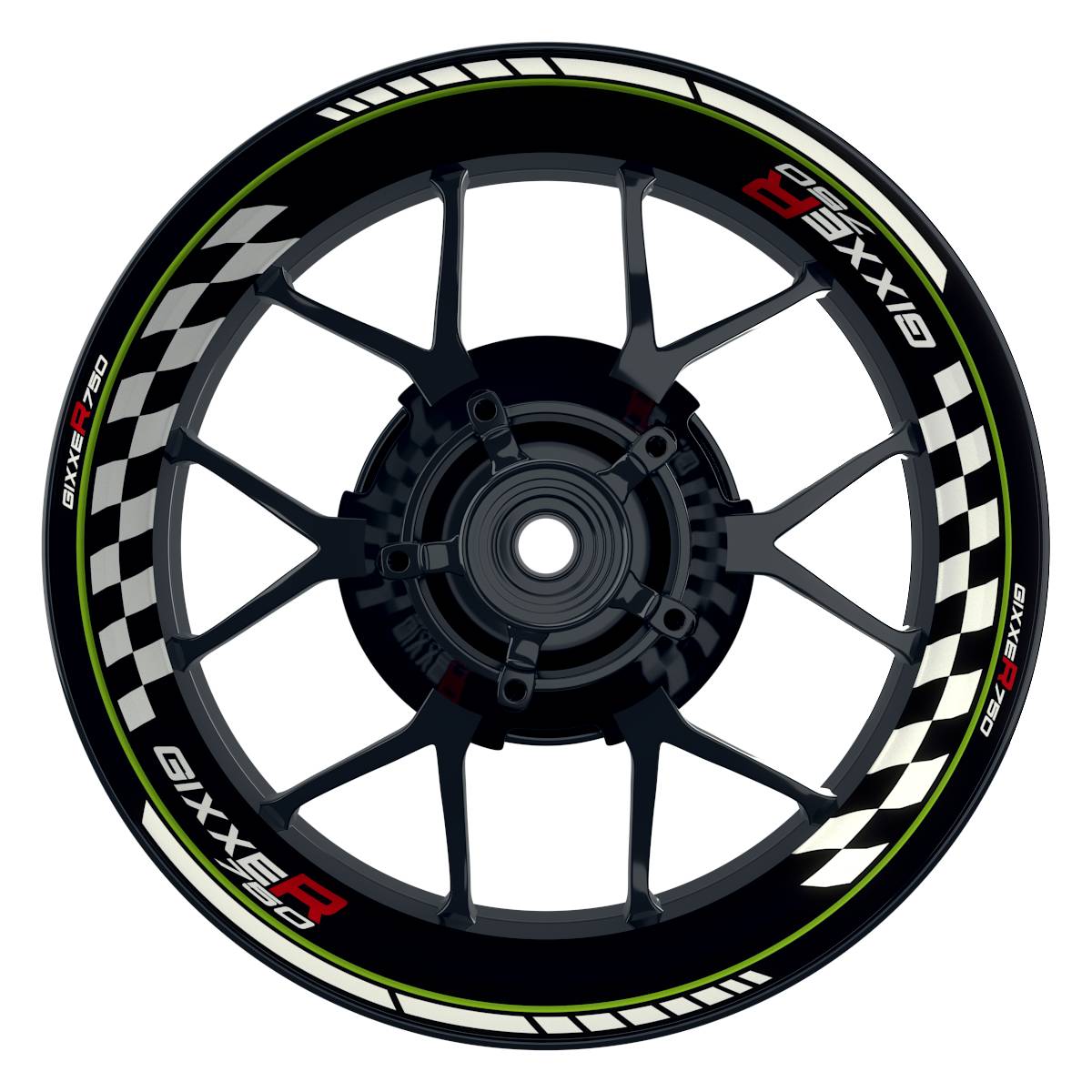 Suzuki GSXR 750 Felgenaufkleber GIXXER 750 Grid Wheelsticker Premium grün