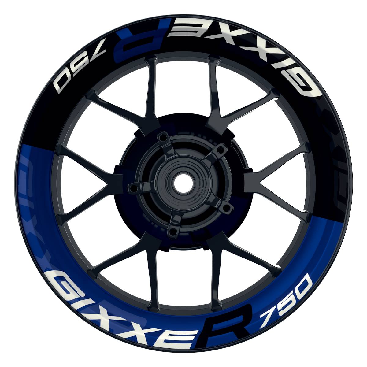Suzuki GSXR 750 Felgenaufkleber GIXXER 750 halb halb V2 Wheelsticker Premium blau
