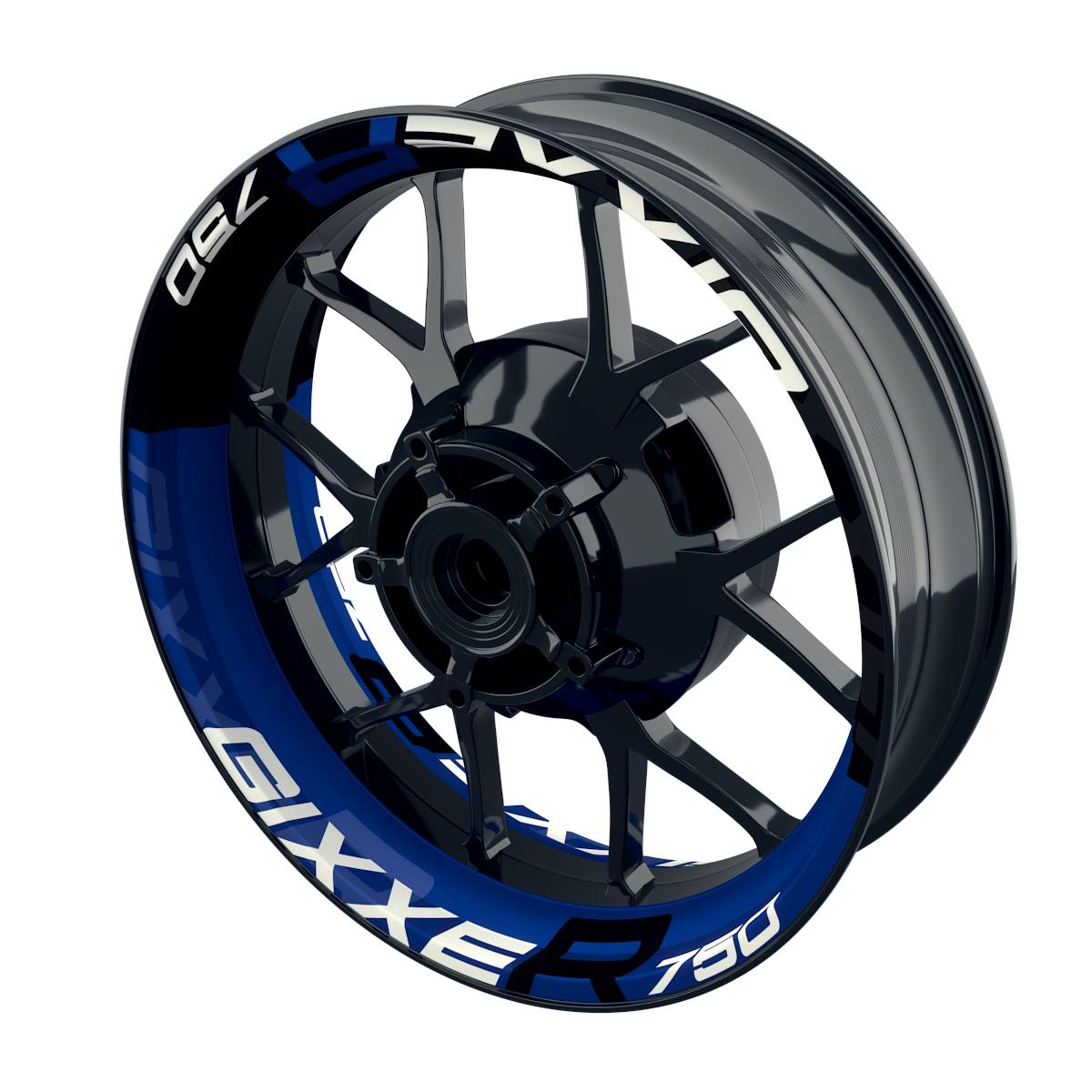 Suzuki GSXR 750 Felgenaufkleber GIXXER 750 halb halb V2 Wheelsticker Premium blau