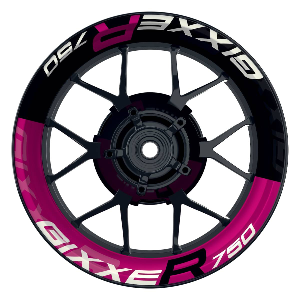 Suzuki GSXR 750 Felgenaufkleber GIXXER 750 halb halb V2 Wheelsticker Premium pink