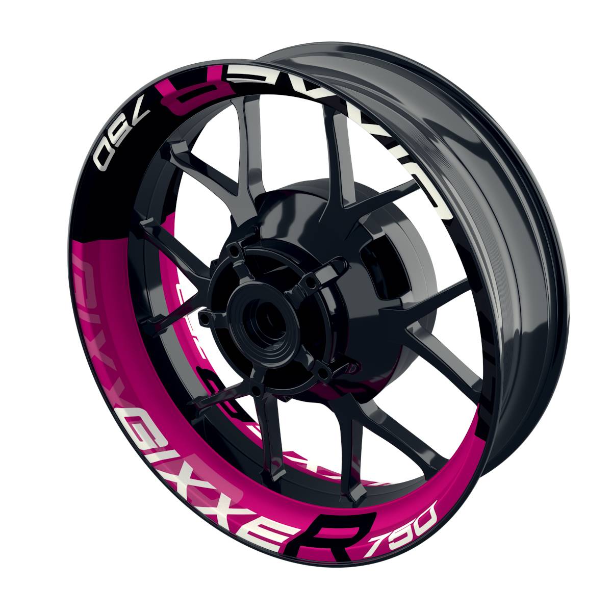 Suzuki GSXR 750 Felgenaufkleber GIXXER 750 halb halb V2 Wheelsticker Premium pink