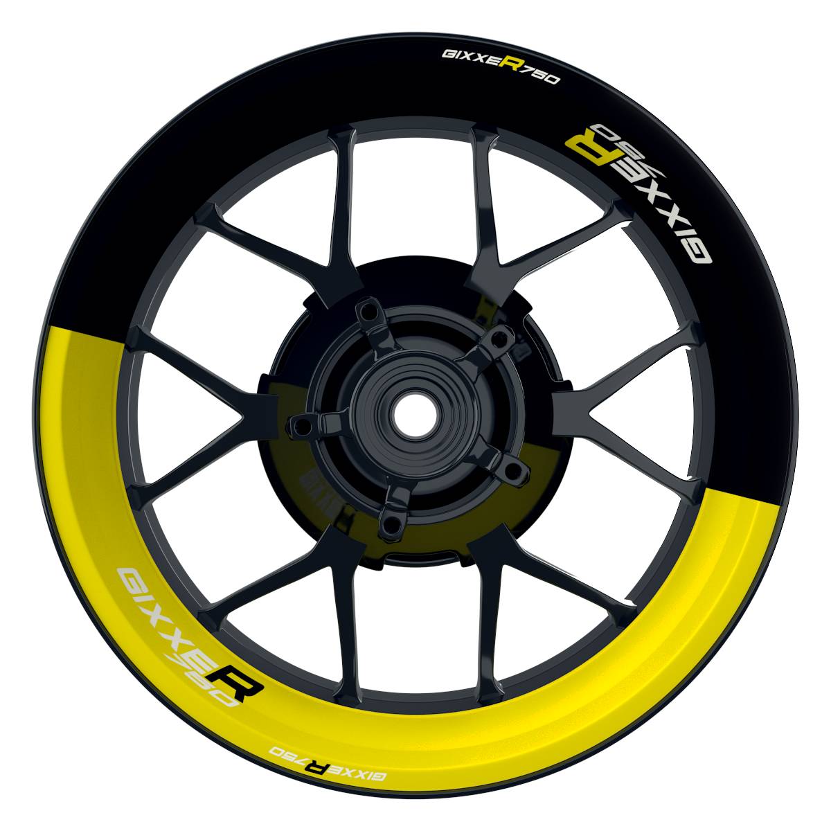 Suzuki GSXR 750 Felgenaufkleber GIXXER 750 halb halb Wheelsticker Premium gelb