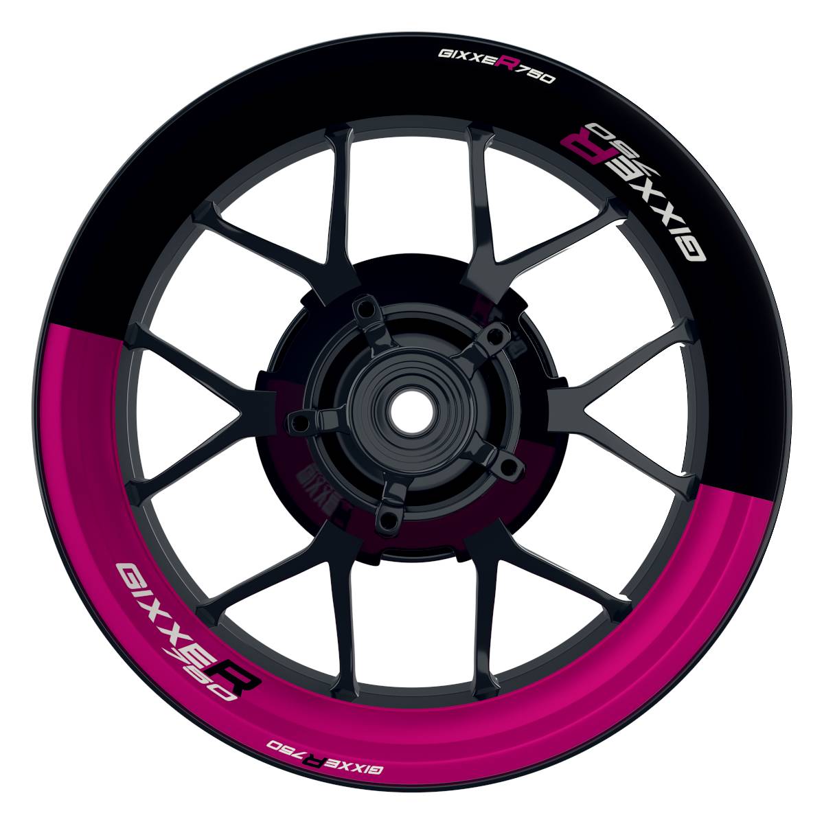 Suzuki GSXR 750 Felgenaufkleber GIXXER 750 halb halb Wheelsticker Premium pink