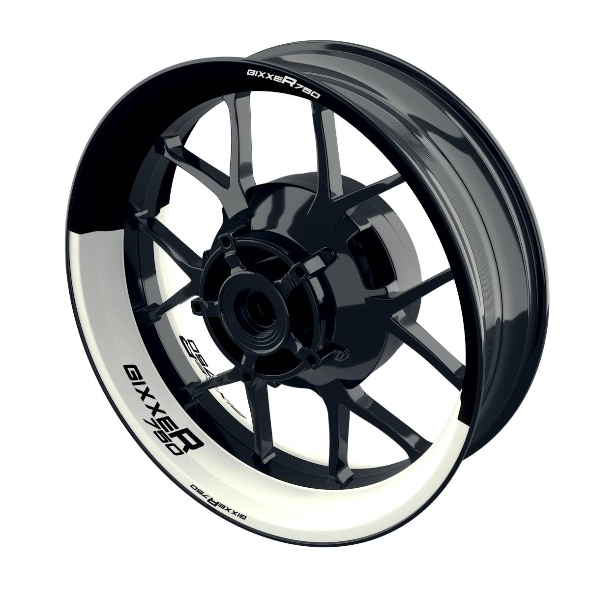 Suzuki GSXR 750 Felgenaufkleber GIXXER 750 halb halb Wheelsticker Premium weiss