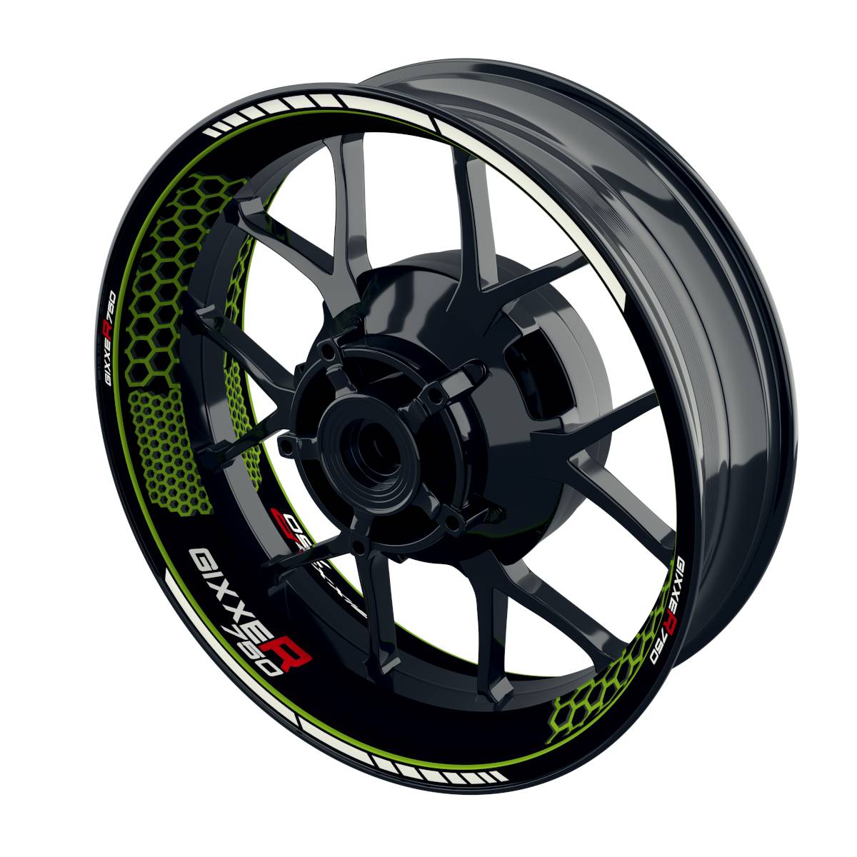 Suzuki GSXR 750 Felgenaufkleber GIXXER 750 Hexagon Wheelsticker Premium grün