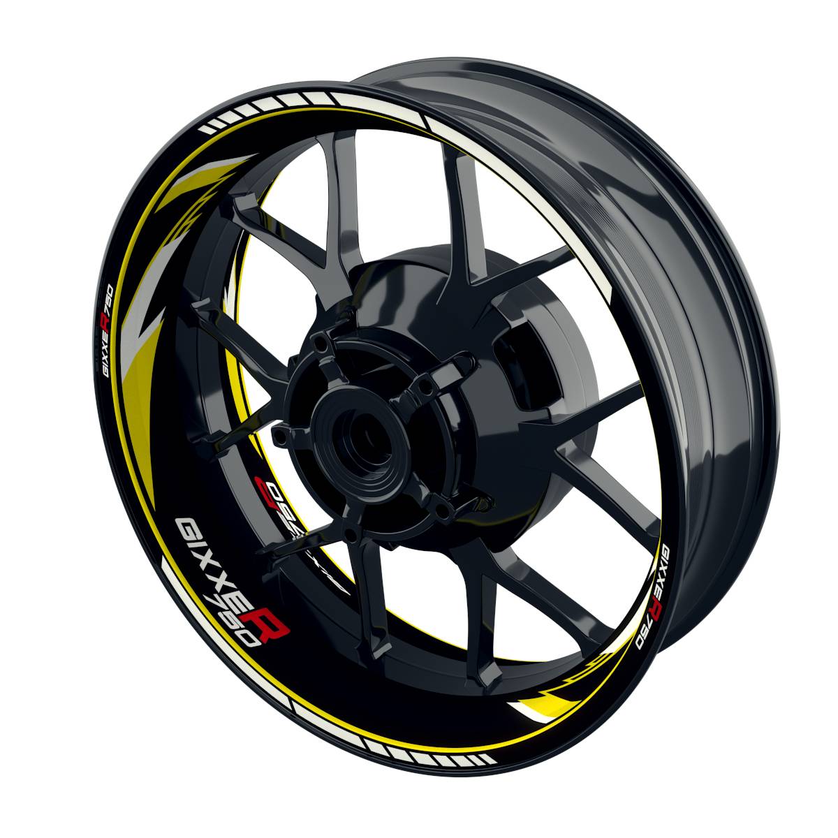 Suzuki GSXR 750 Felgenaufkleber GIXXER 750 Razor Wheelsticker Premium gelb