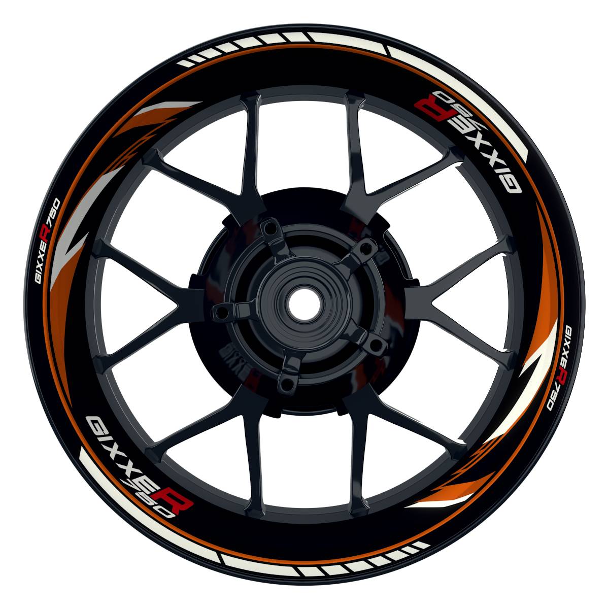 Suzuki GSXR 750 Felgenaufkleber GIXXER 750 Razor Wheelsticker Premium orange