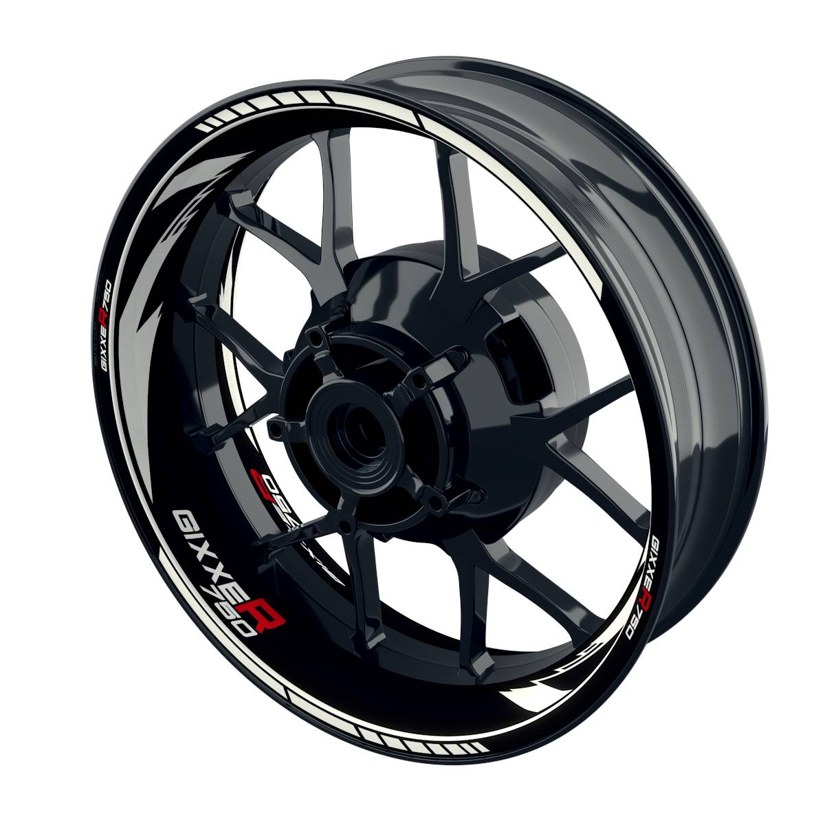 Suzuki GSXR 750 Felgenaufkleber GIXXER 750 Razor Wheelsticker Premium weiss