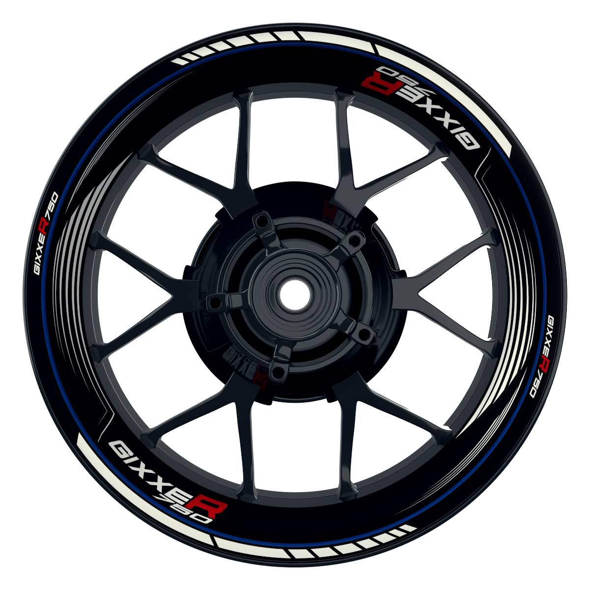 Suzuki GSXR 750 Felgenaufkleber GIXXER 750 SAW Wheelsticker Premium blau