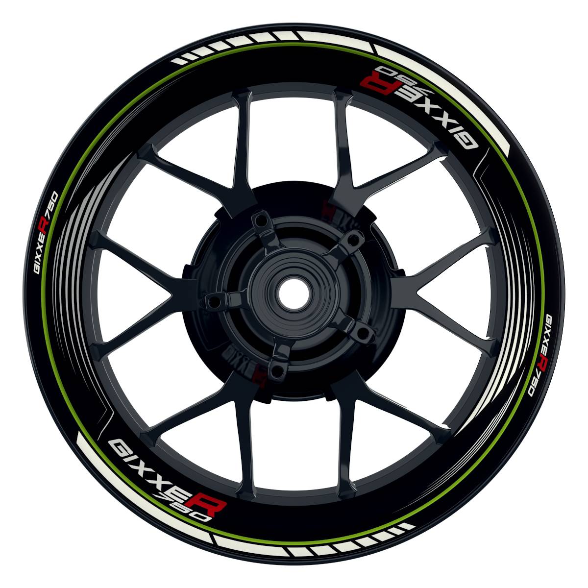 Suzuki GSXR 750 Felgenaufkleber GIXXER 750 SAW Wheelsticker Premium grün