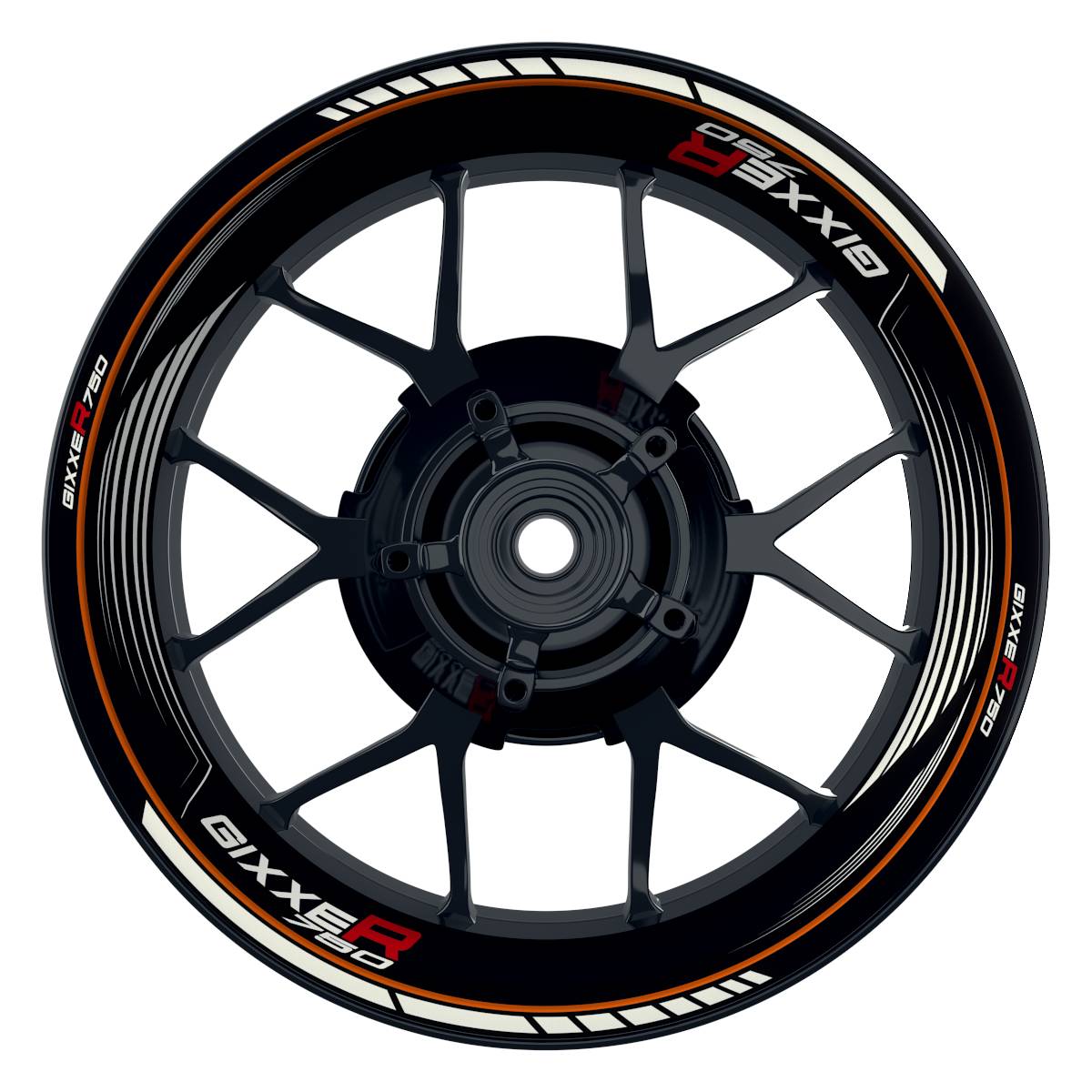 Suzuki GSXR 750 Felgenaufkleber GIXXER 750 SAW Wheelsticker Premium orange