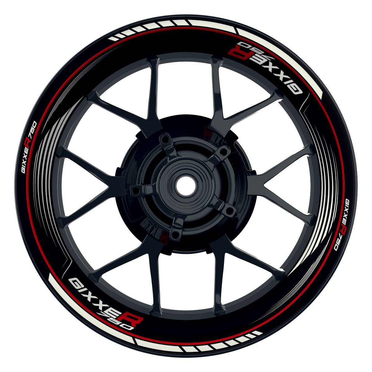 Suzuki GSXR 750 Felgenaufkleber GIXXER 750 SAW Wheelsticker Premium rot