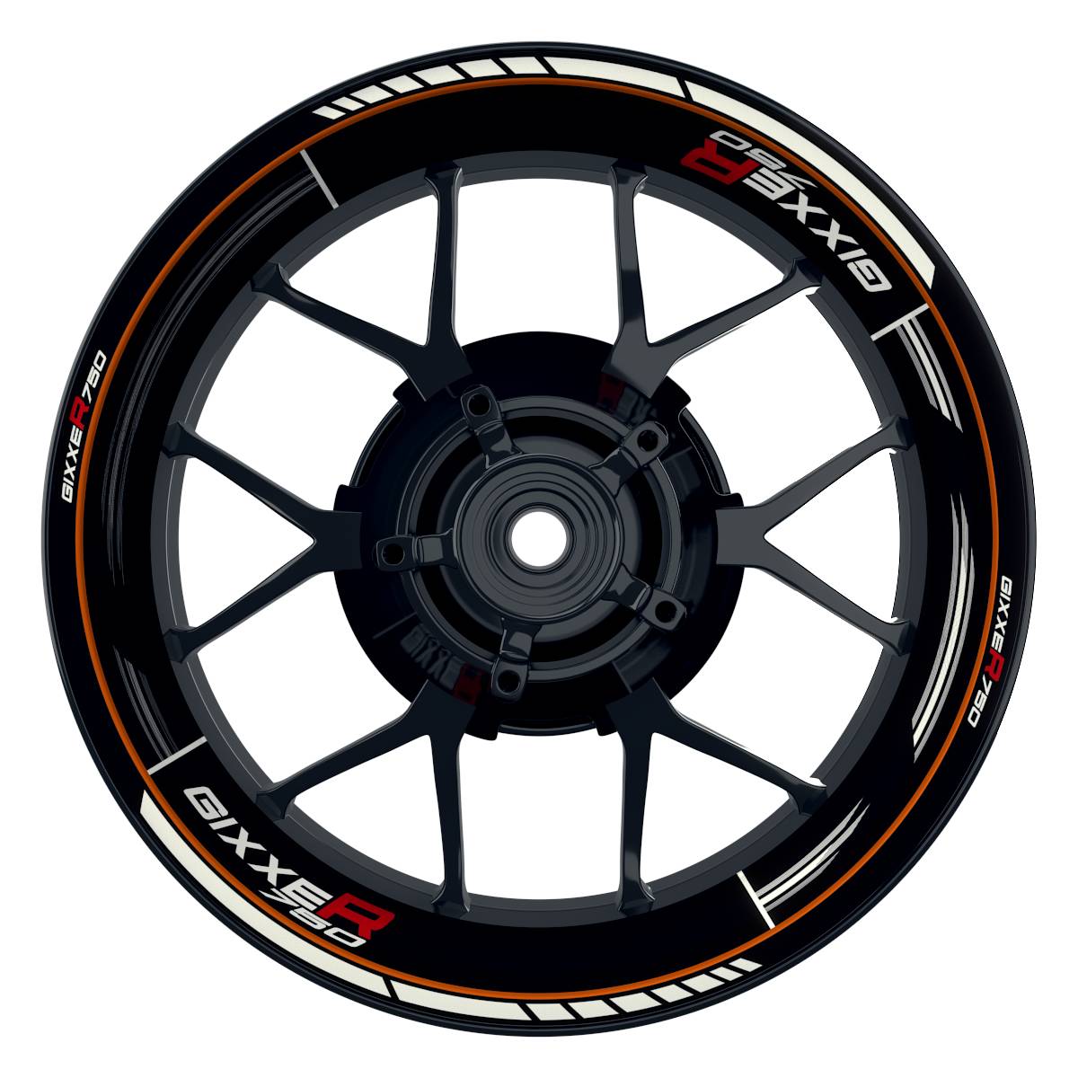 Suzuki GSXR 750 Felgenaufkleber GIXXER 750 Scratched Wheelsticker Premium orange