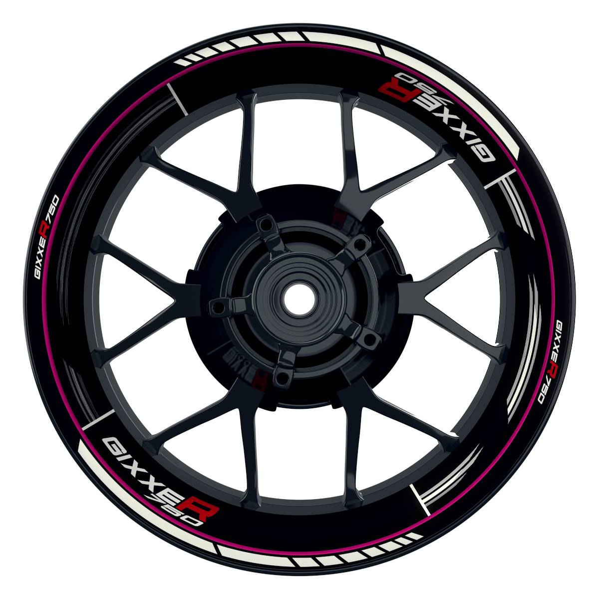 Suzuki GSXR 750 Felgenaufkleber GIXXER 750 Scratched Wheelsticker Premium pink
