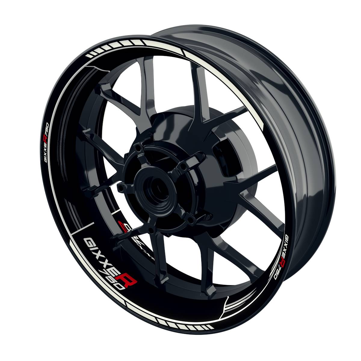 Suzuki GSXR 750 Felgenaufkleber GIXXER 750 Scratched Wheelsticker Premium weiss