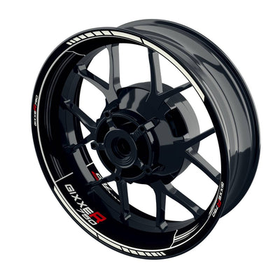 Suzuki GSXR 750 Felgenaufkleber GIXXER 750 Scratched Wheelsticker Premium weiss