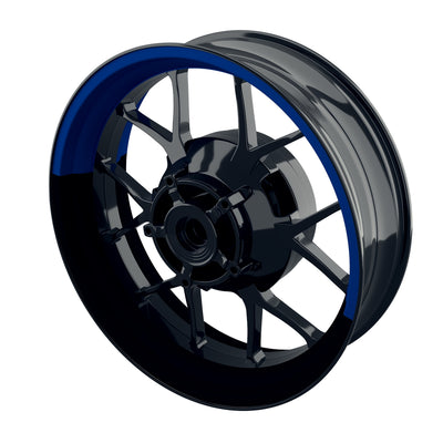 Individuelle Felgenaufkleber "Halb halb" schwarz Premium Wheelsticker blau
