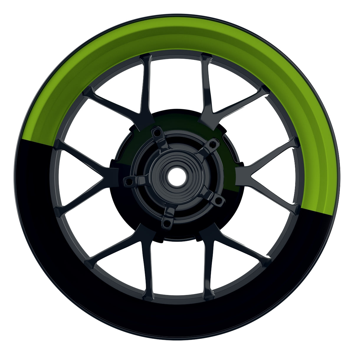 Felgenaufkleber Halb halb schwarz Wheelsticker Premium grün