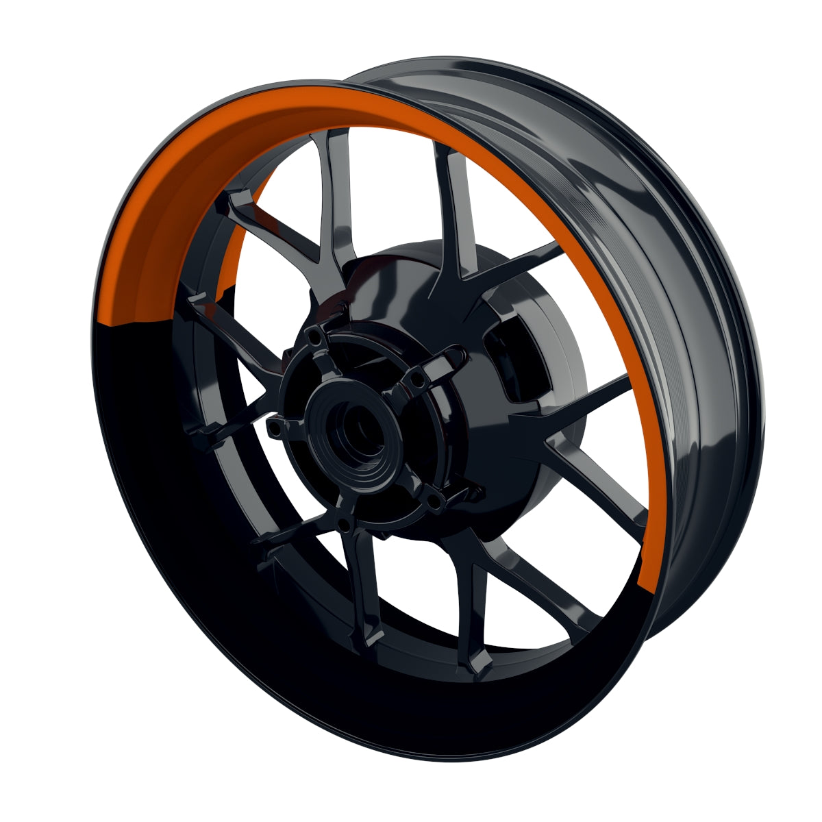 Felgenaufkleber Halb halb schwarz Wheelsticker Premium orange