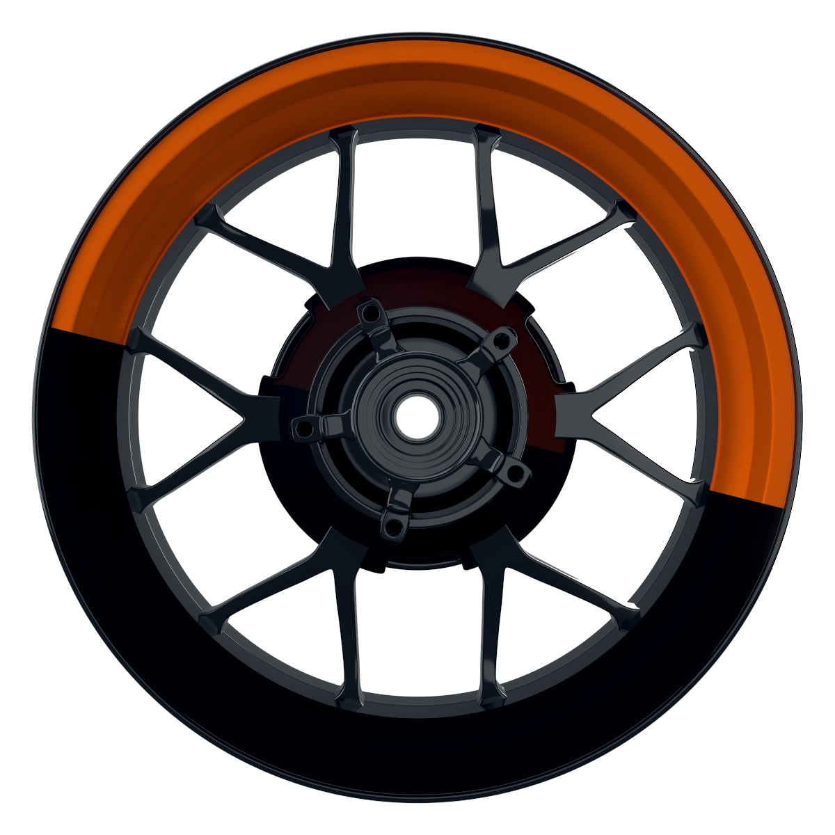 Felgenaufkleber Hexagon halb halb schwarz Wheelsticker Premium orange