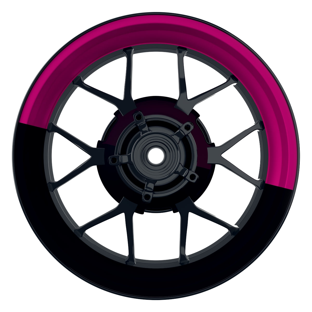 Felgenaufkleber Hexagon halb halb schwarz Wheelsticker Premium pink