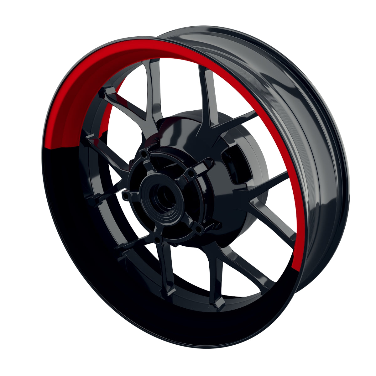 Felgenaufkleber Liqui Moly Design halb halb schwarz Premium geteilt rot