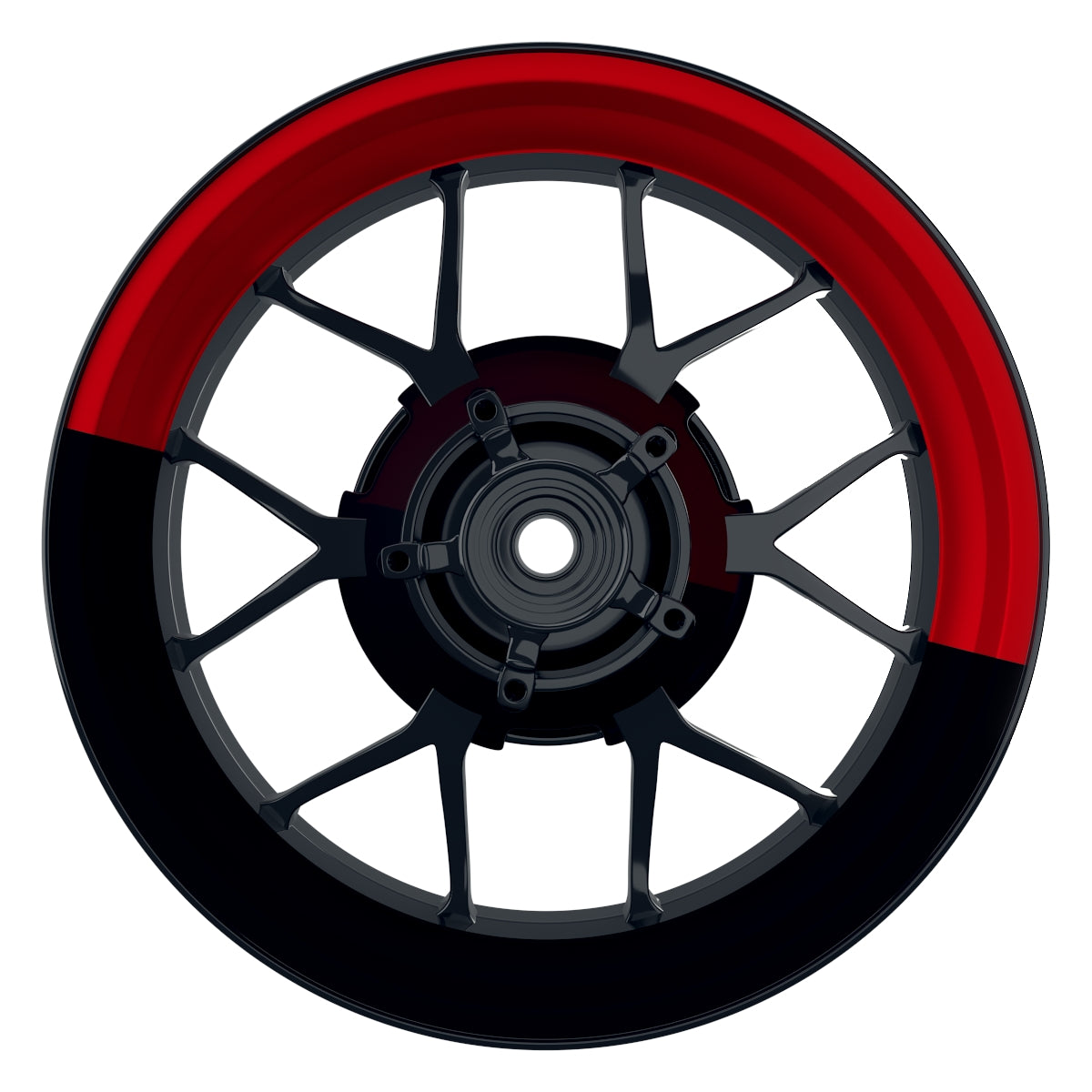 Felgenaufkleber Halb halb schwarz Wheelsticker Premium rot