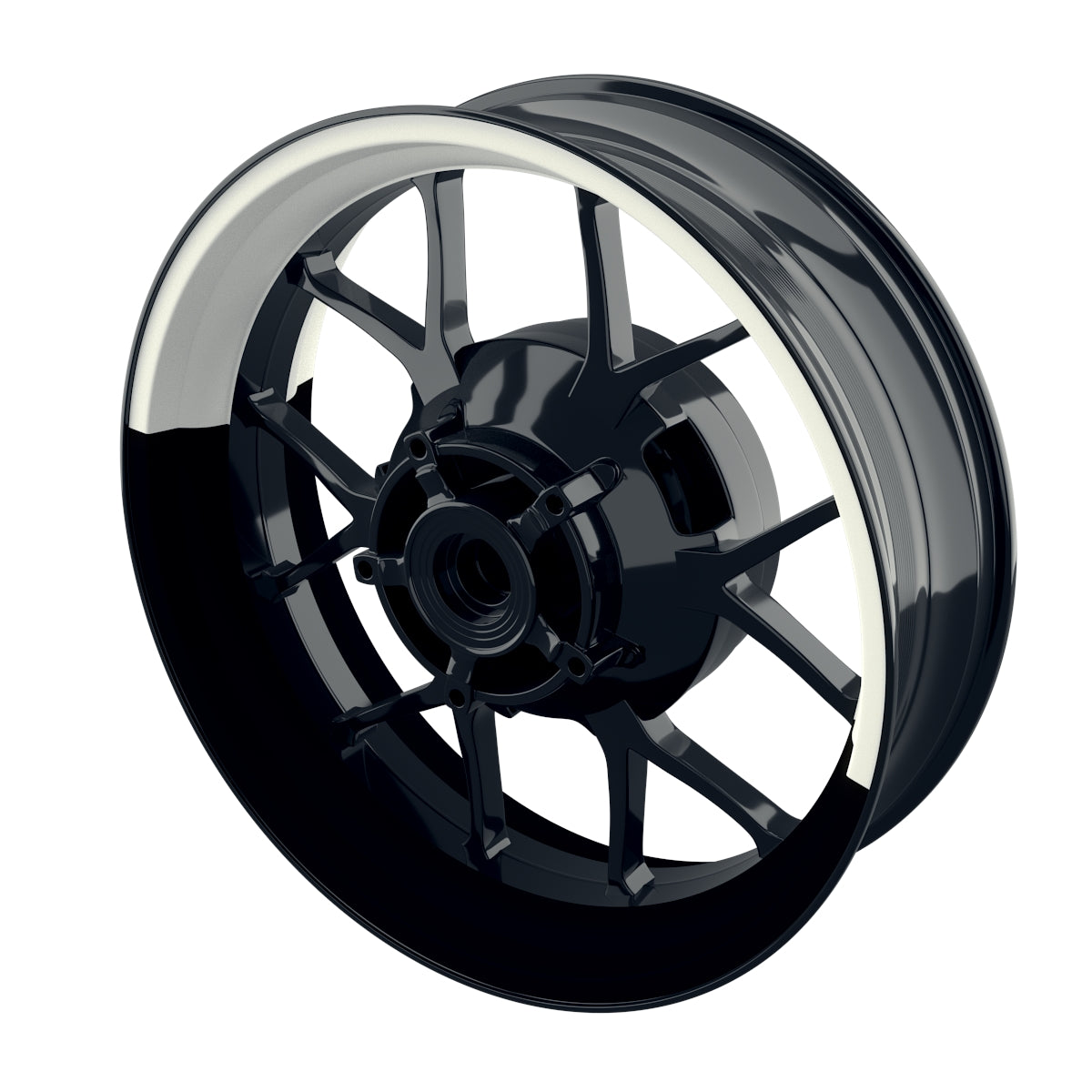Felgenaufkleber Cafe Racer halb halb Wheelsticker Premium geteilt weiss