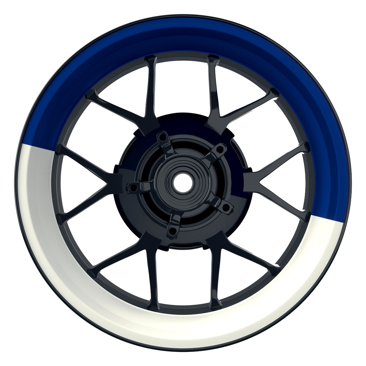 Felgenaufkleber Hexagon halb halb weiss Wheelsticker Premium blau