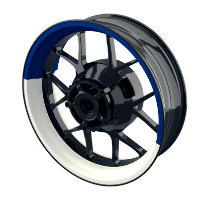 Individuelle Felgenaufkleber "Hexagon" halb halb weiss Premium Wheelsticker blau