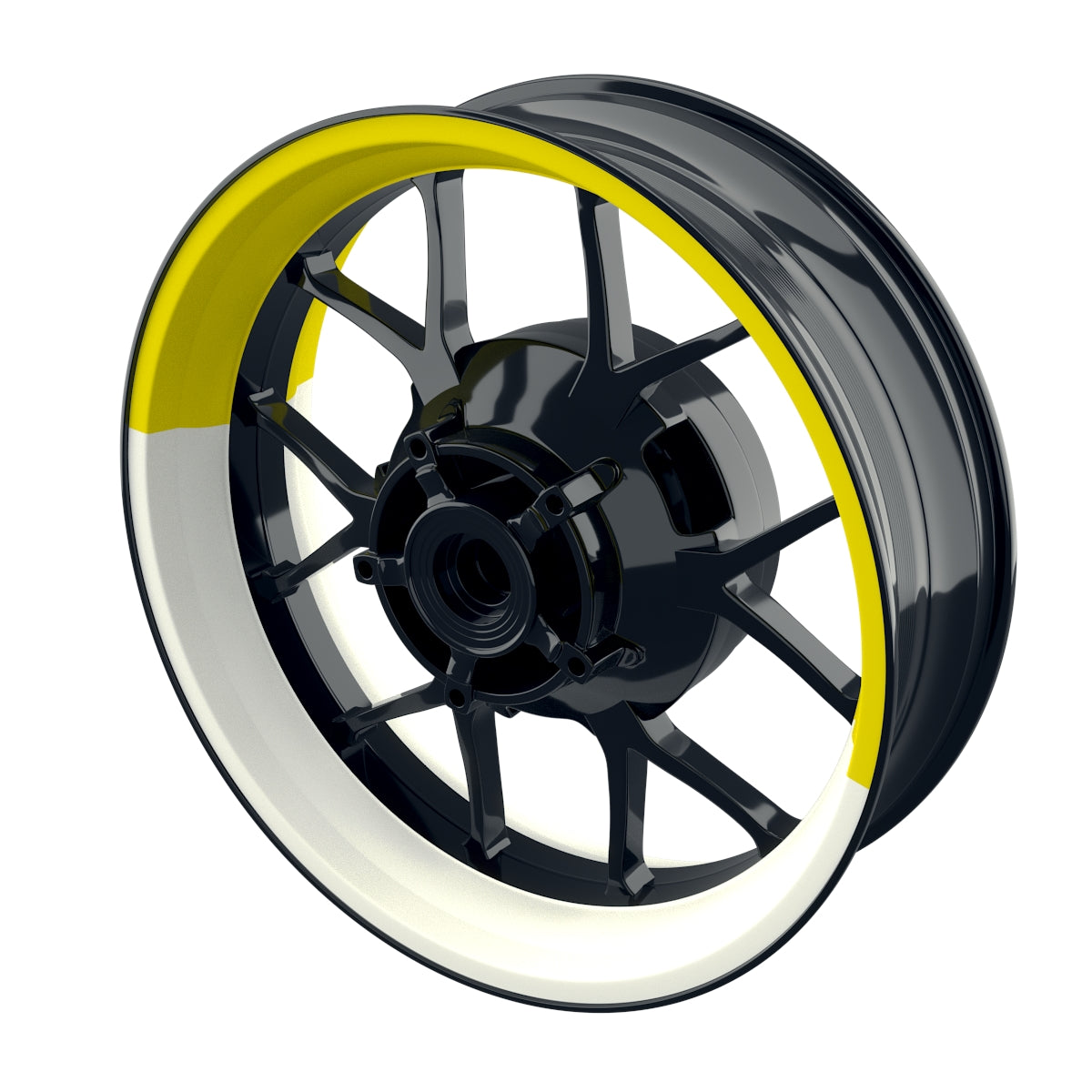 Felgenaufkleber Hexagon halb halb weiss Wheelsticker Premium gelb