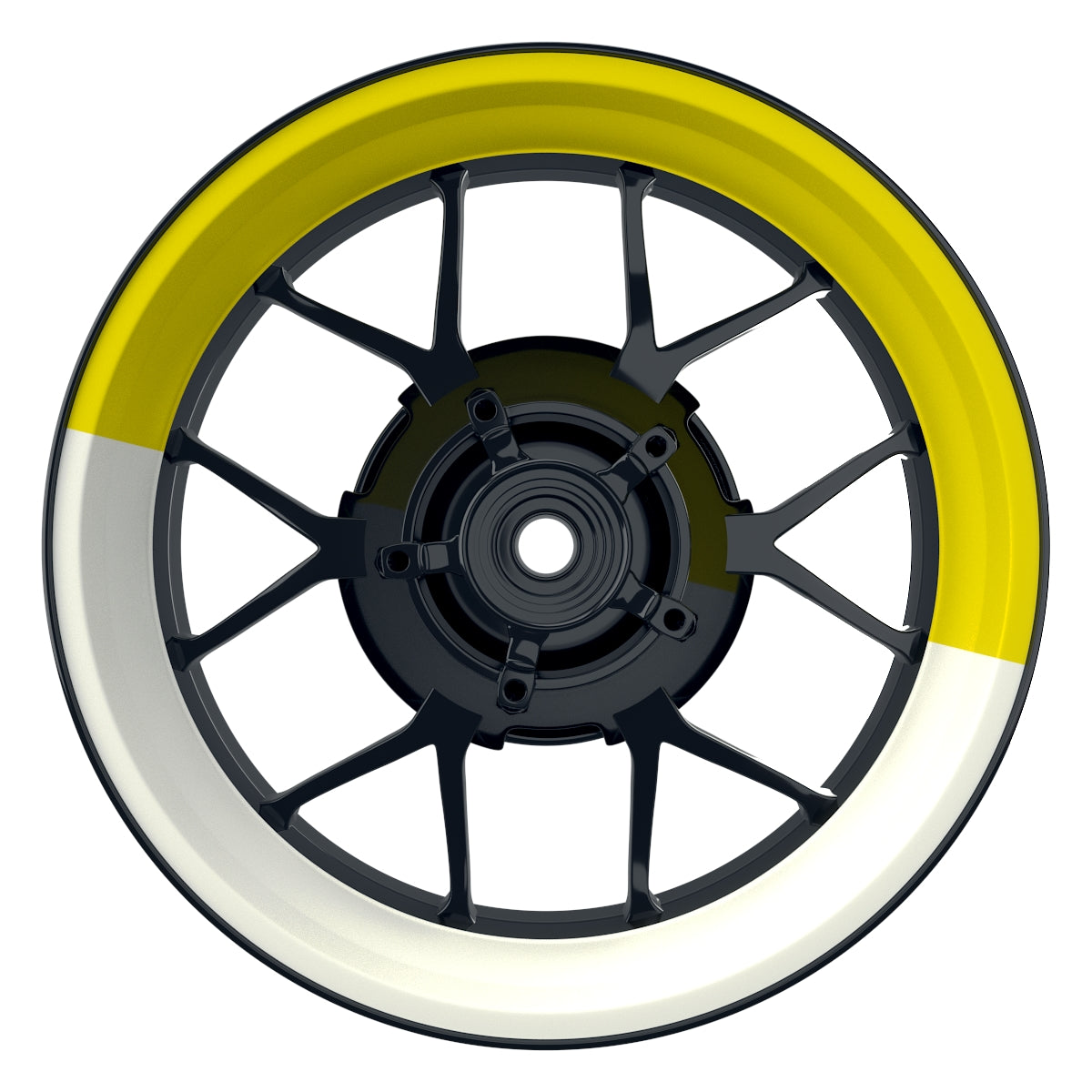 Felgenaufkleber Halb halb weiss Wheelsticker Premium gelb