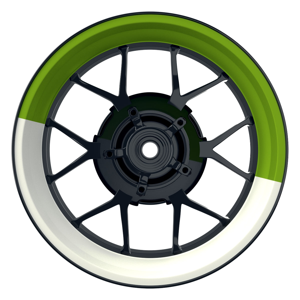 Felgenaufkleber Hexagon halb halb weiss Wheelsticker Premium grün