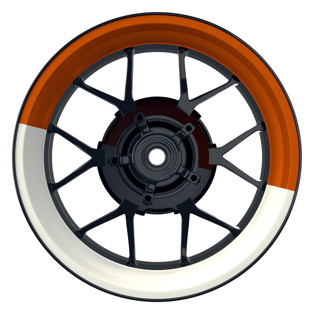 Felgenaufkleber Halb halb weiss Wheelsticker Premium orange