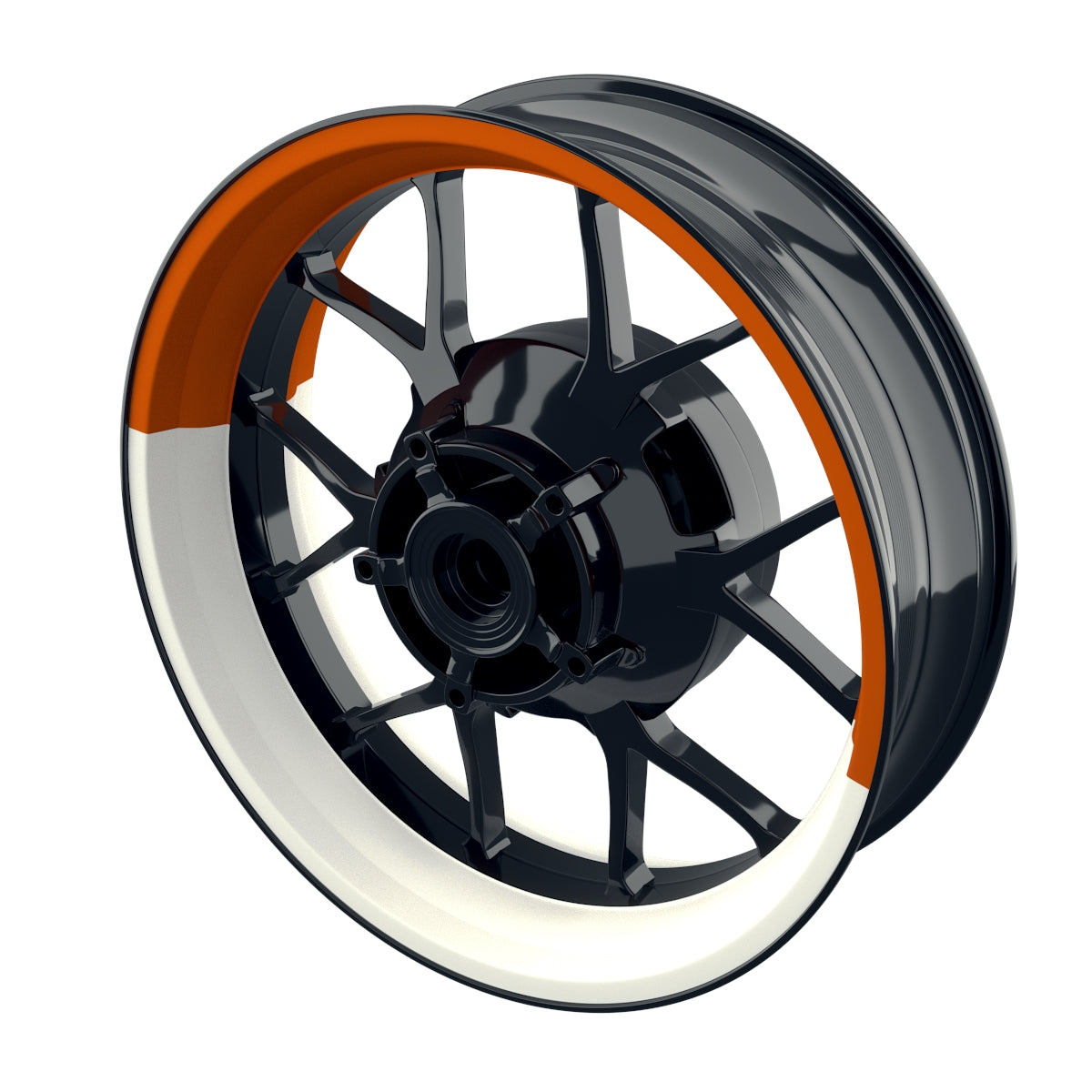 Felgenaufkleber Hexagon halb halb weiss Wheelsticker Premium orange