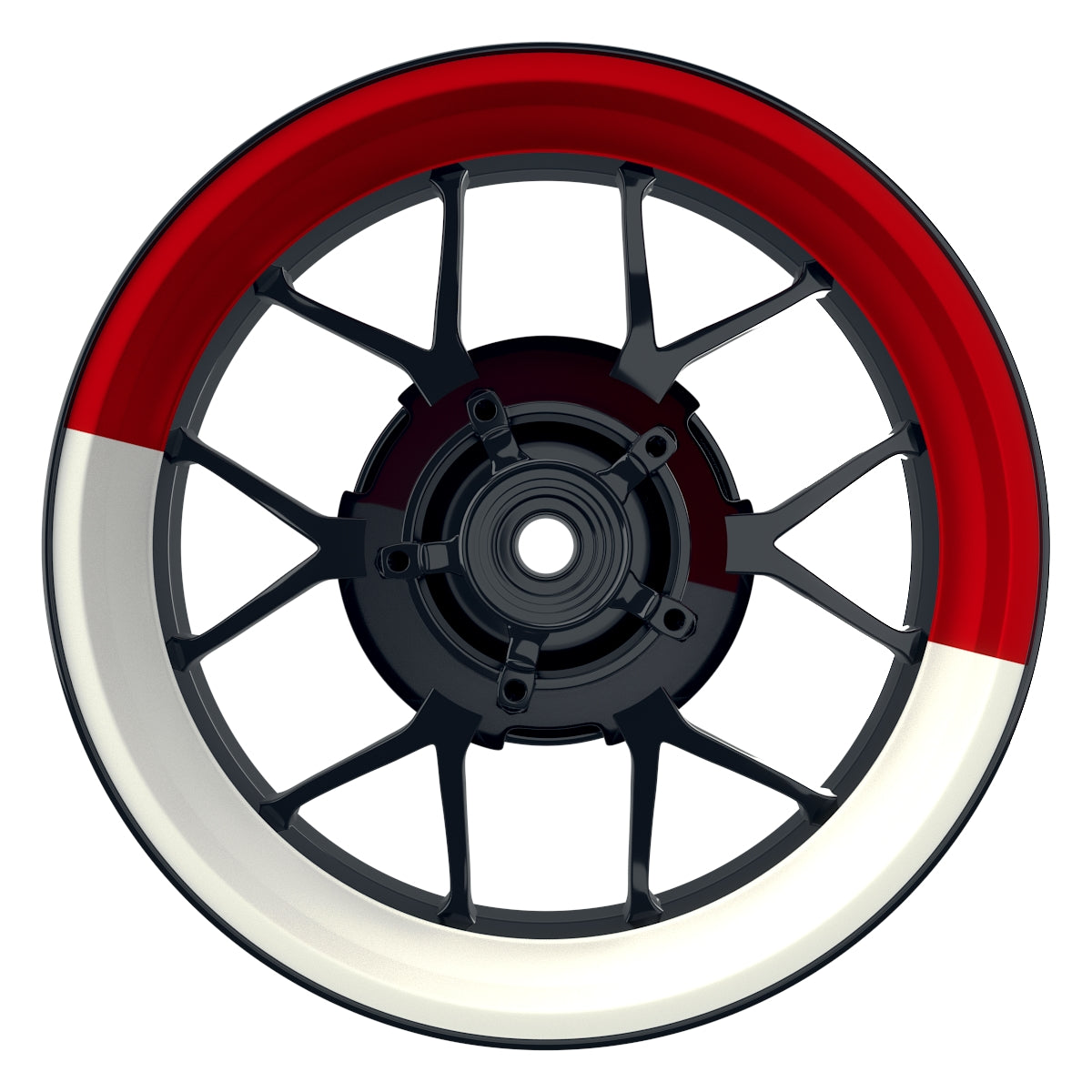 Felgenaufkleber Halb halb weiss Wheelsticker Premium rot