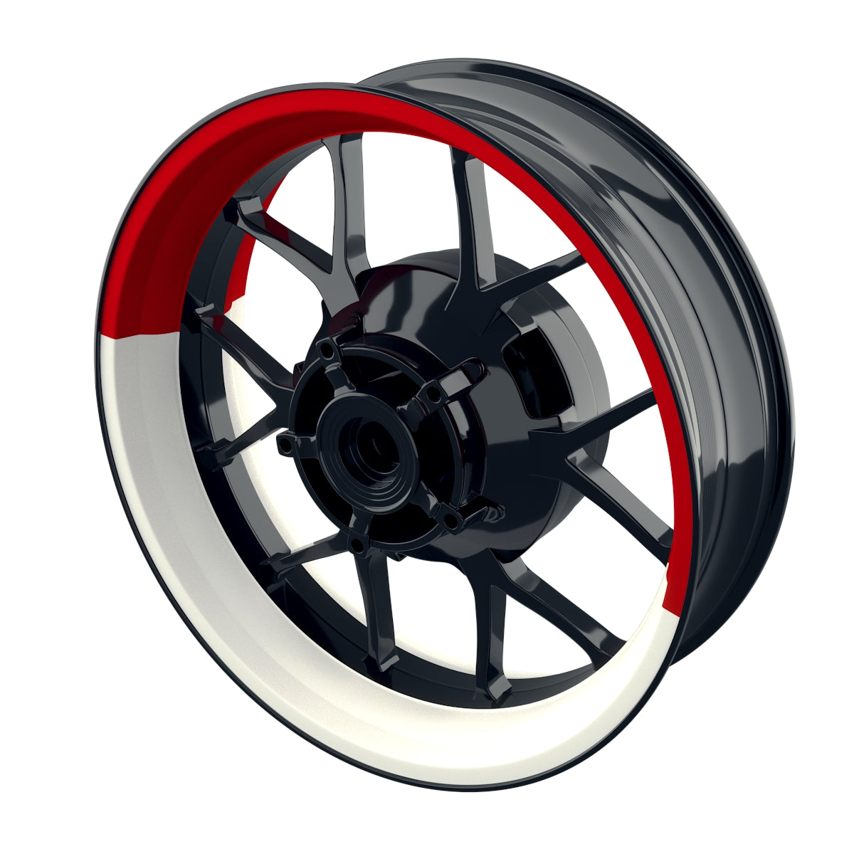 Felgenaufkleber Hexagon halb halb weiss Wheelsticker Premium rot