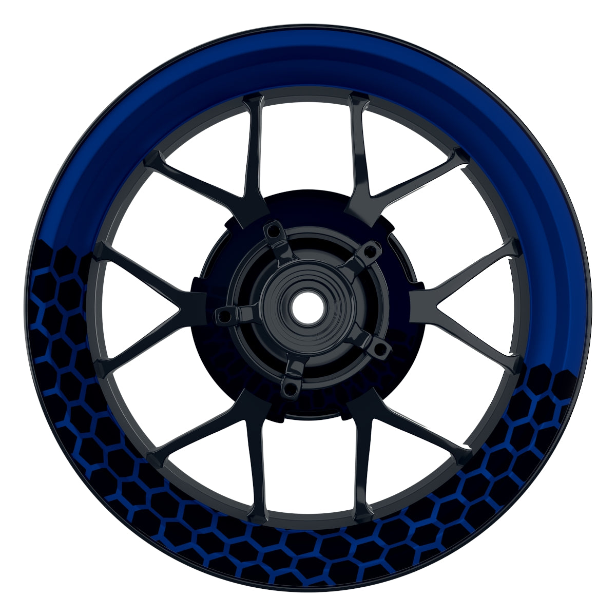 Felgenaufkleber Hexagon halb halb schwarz Wheelsticker Premium blau
