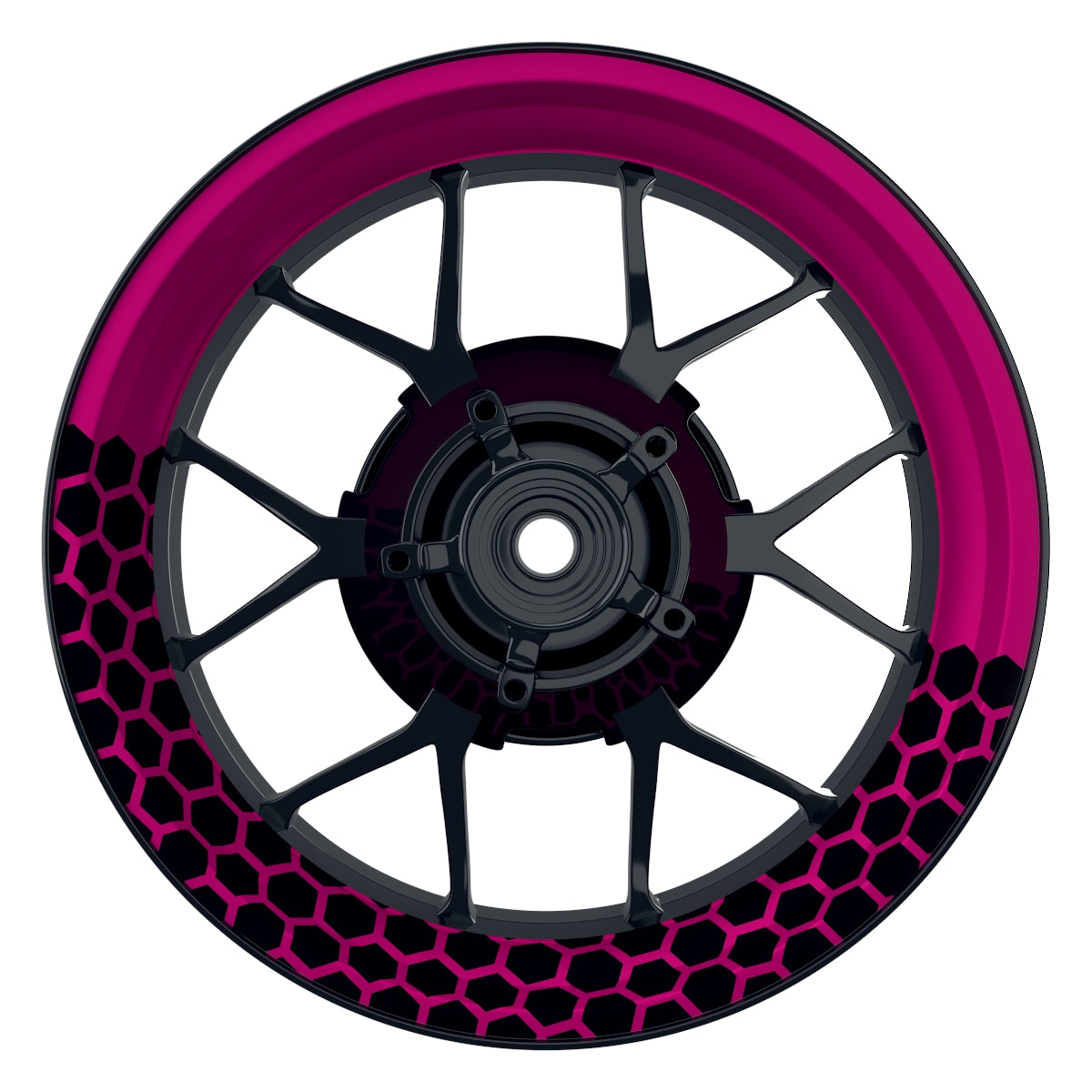 Felgenaufkleber Hexagon halb halb schwarz Wheelsticker Premium pink