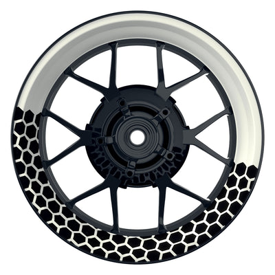 Felgenaufkleber Hexagon halb halb schwarz Wheelsticker Premium weiss