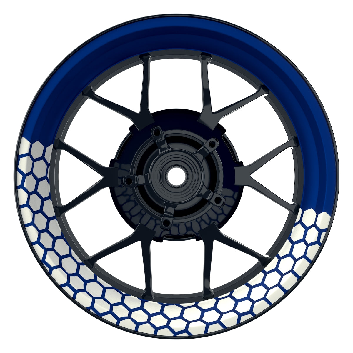 Felgenaufkleber Hexagon halb halb weiss Wheelsticker Premium blau