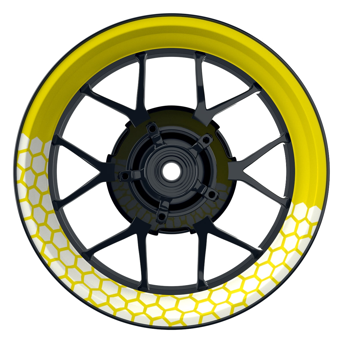 Felgenaufkleber Hexagon halb halb weiss Wheelsticker Premium gelb