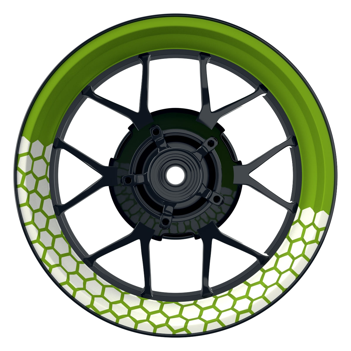 Felgenaufkleber Hexagon halb halb weiss Wheelsticker Premium grün