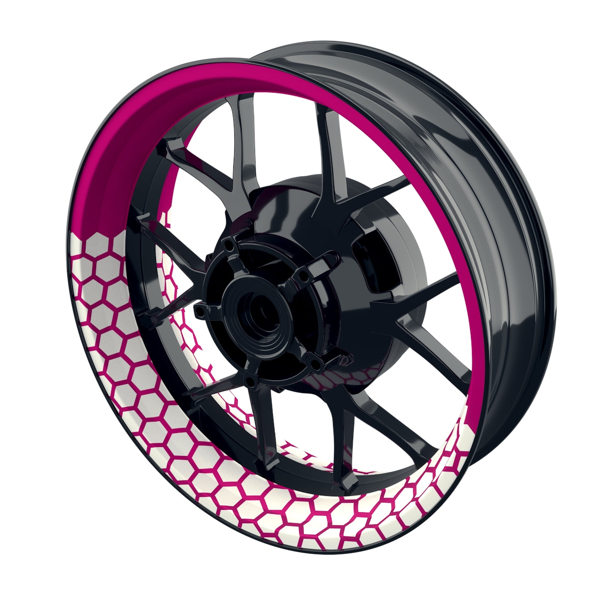 Felgenaufkleber Hexagon halb halb weiss Wheelsticker Premium pink
