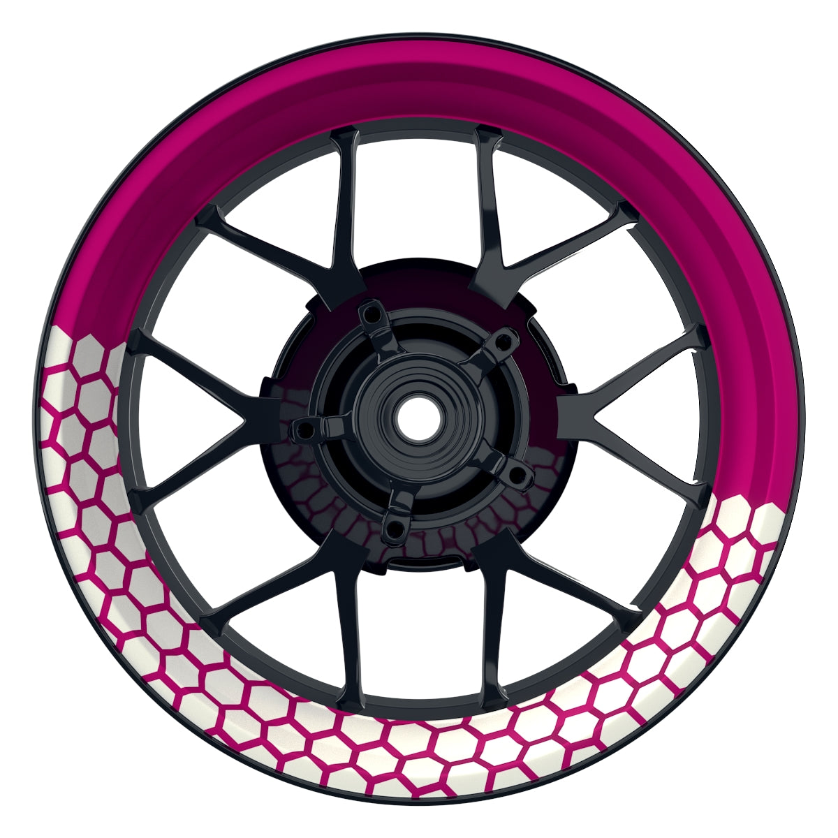 Felgenaufkleber Hexagon halb halb weiss Wheelsticker Premium pink