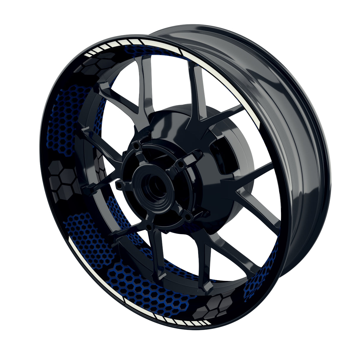 Felgenaufkleber Hexagon schwarz neutral NEU Wheelsticker Premium blau