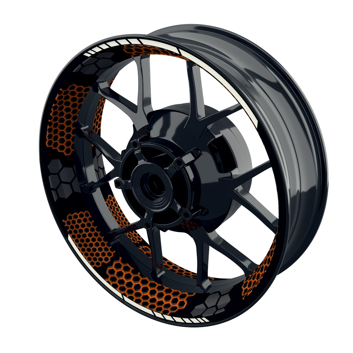 Felgenaufkleber Hexagon schwarz neutral NEU Wheelsticker Premium orange